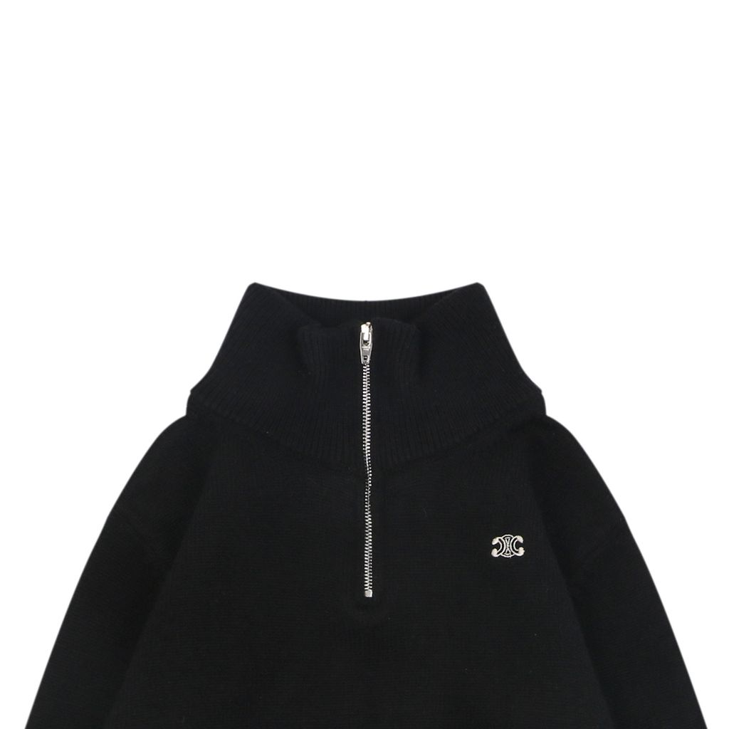 CELINE Fitted High-Neck Half-Zip Knitwear