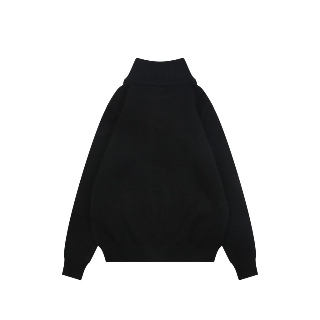 CELINE Triomphe Embroidered Half-Zip High-Neck Sweater