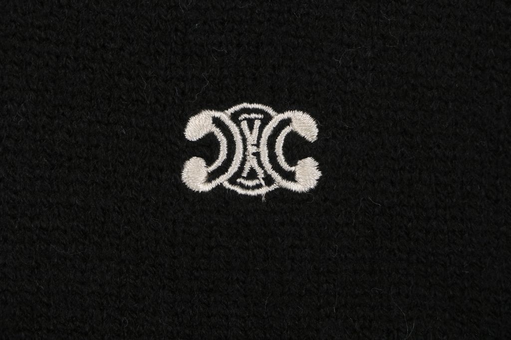 CELINE Wool Blend Triomphe Logo Knit Sweater