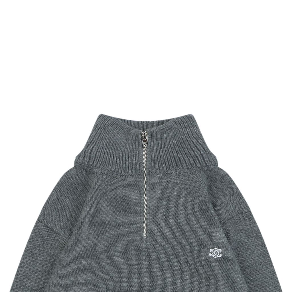 CELINE Fitted High-Neck Half-Zip Knitwear