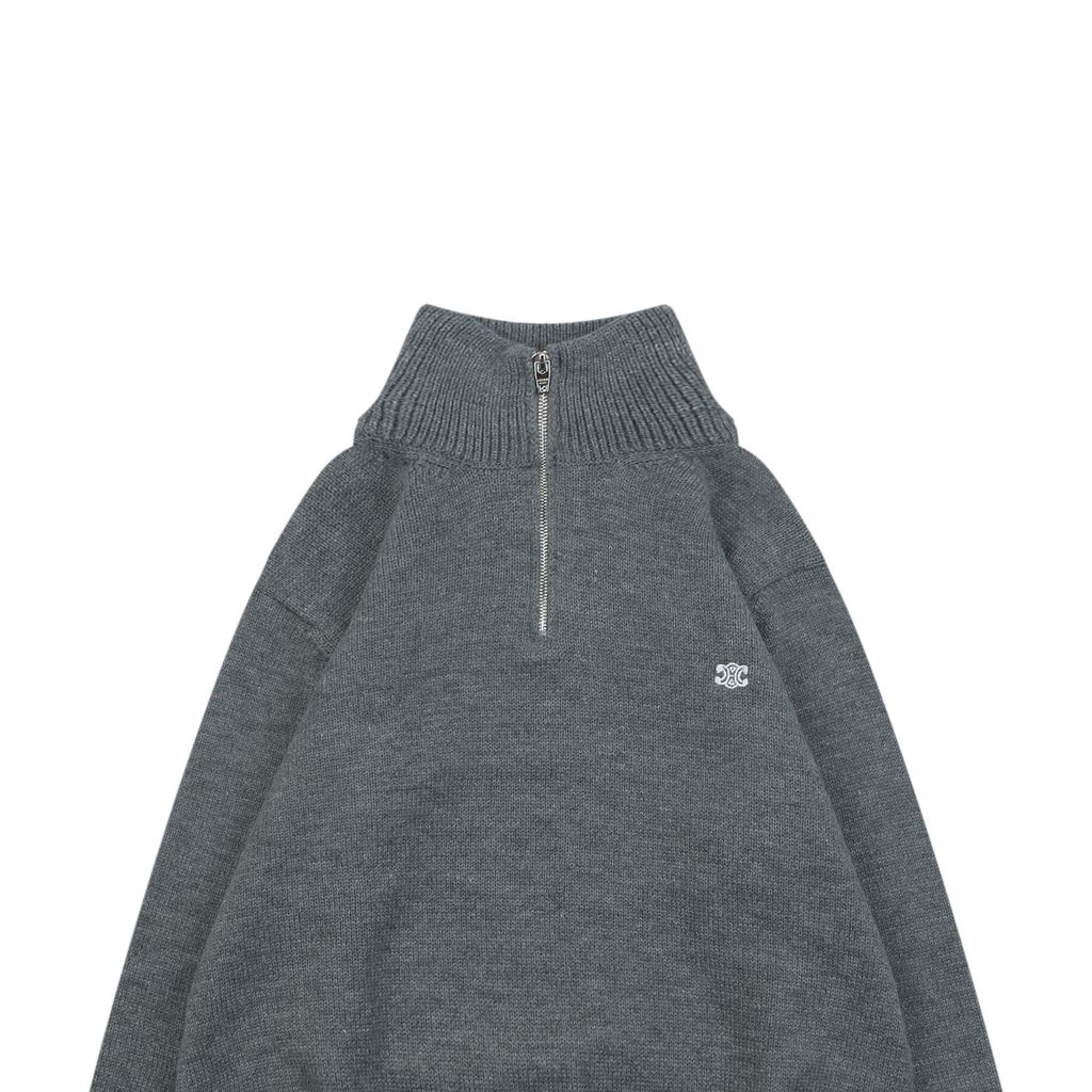 CELINE Fitted High-Neck Half-Zip Knitwear