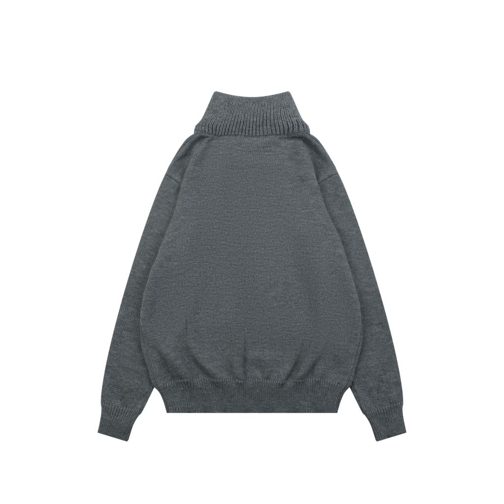 CELINE Triomphe Embroidered Half-Zip High-Neck Sweater