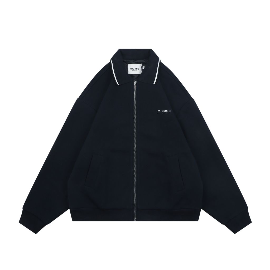 Miu Miu 25FW White Trim Collar Embroidered Jacket