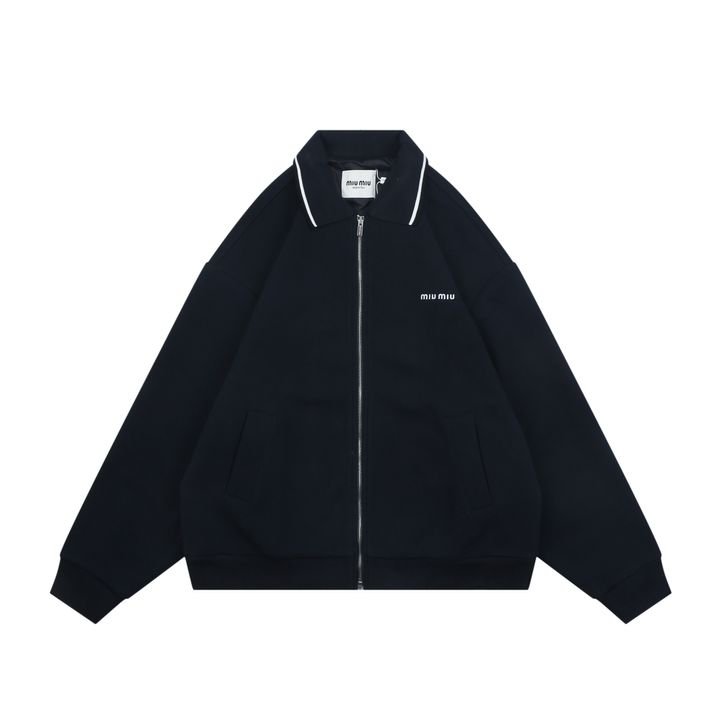Miu Miu 25FW White Trim Collar Embroidered Jacket