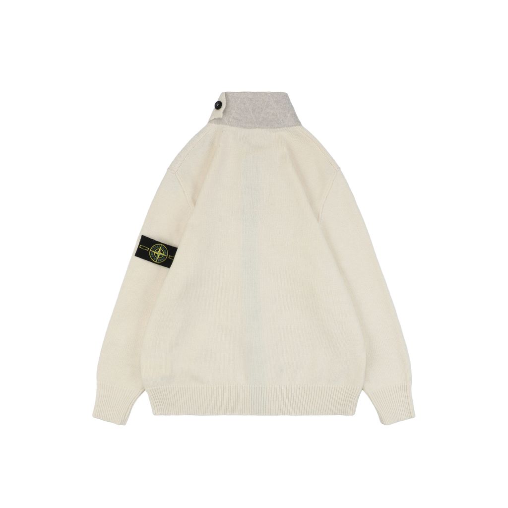 Stone Island Beige Compass Sleeve Badge Wool Jacket