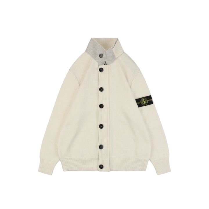 Stone Island Beige Compass Sleeve Badge Wool Jacket