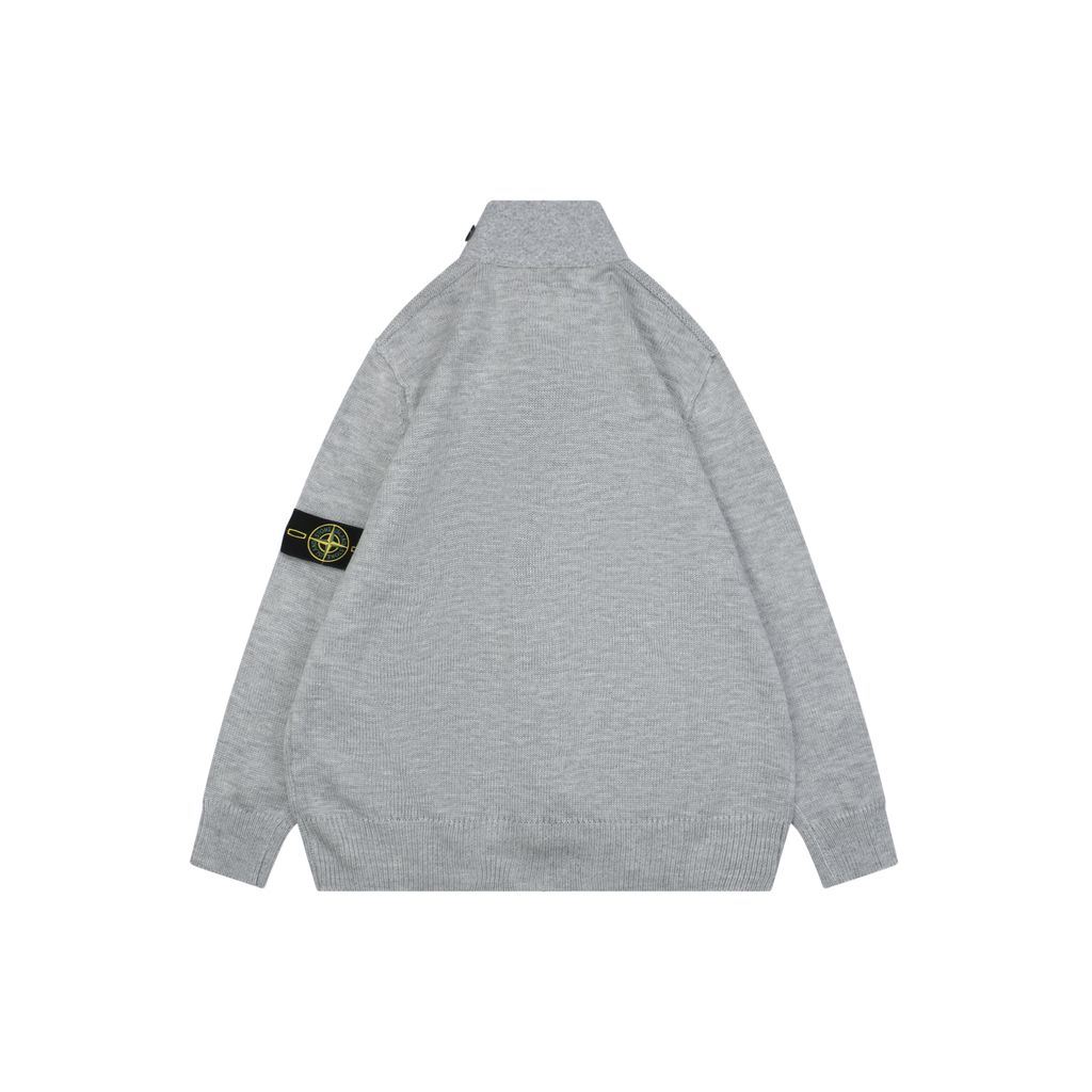 Stone Island Grey Compass Sleeve Badge Wool Jacket