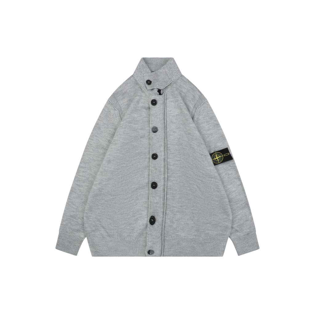 Stone Island Grey Compass Sleeve Badge Wool Jacket