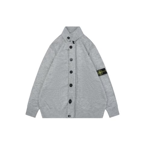 Stone Island Grey Compass Sleeve Badge Wool Jacket