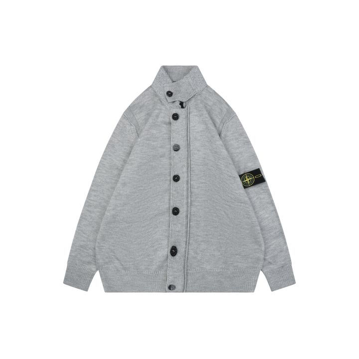 Stone Island Grey Compass Sleeve Badge Wool Jacket
