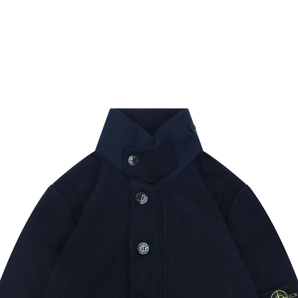 Stone Island 100% Sheep Wool Panelled Jacket Navy