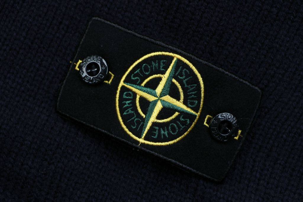 Stone Island Navy Striped Wool Outerwear Jacket