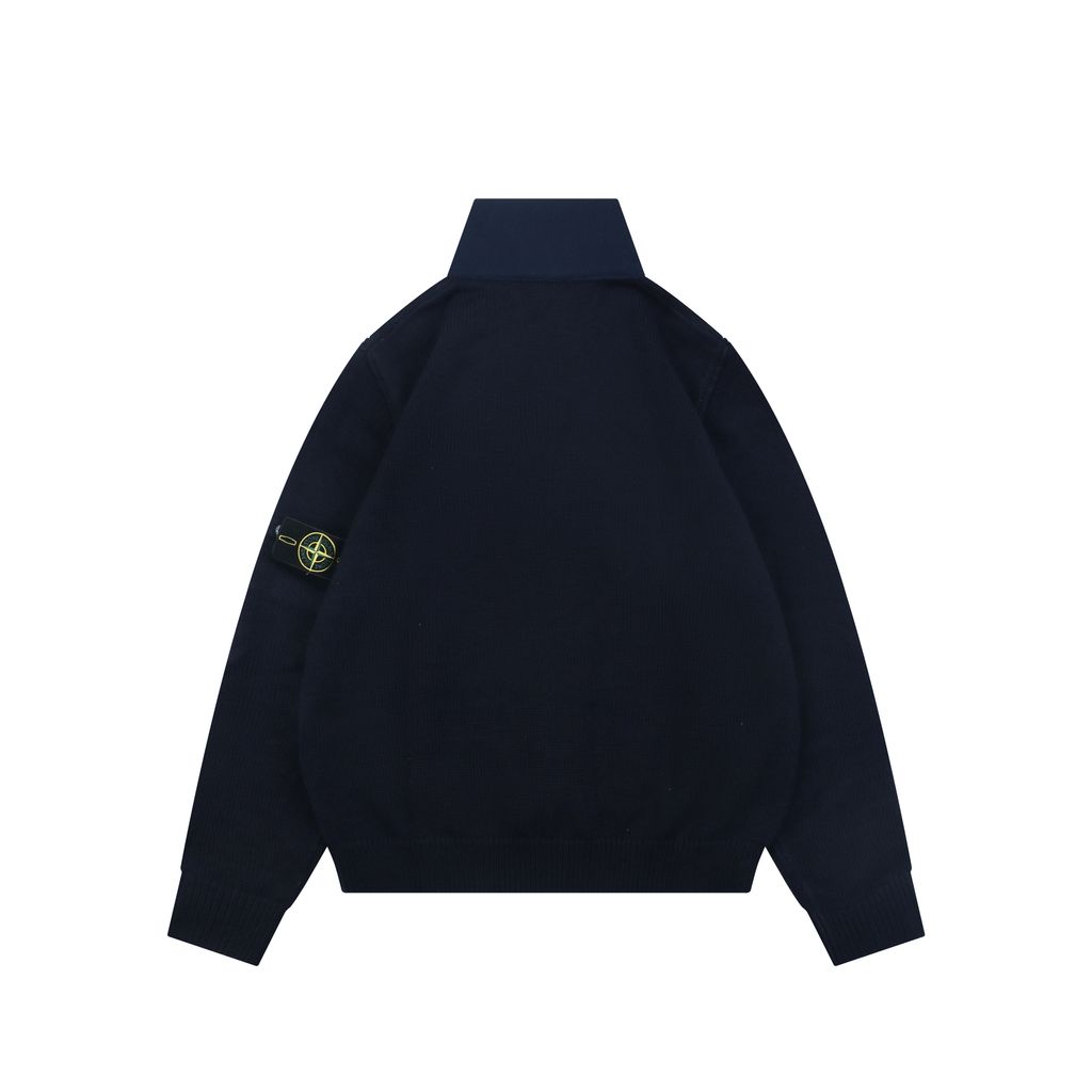 Stone Island Navy Compass Sleeve Badge Wool Jacket