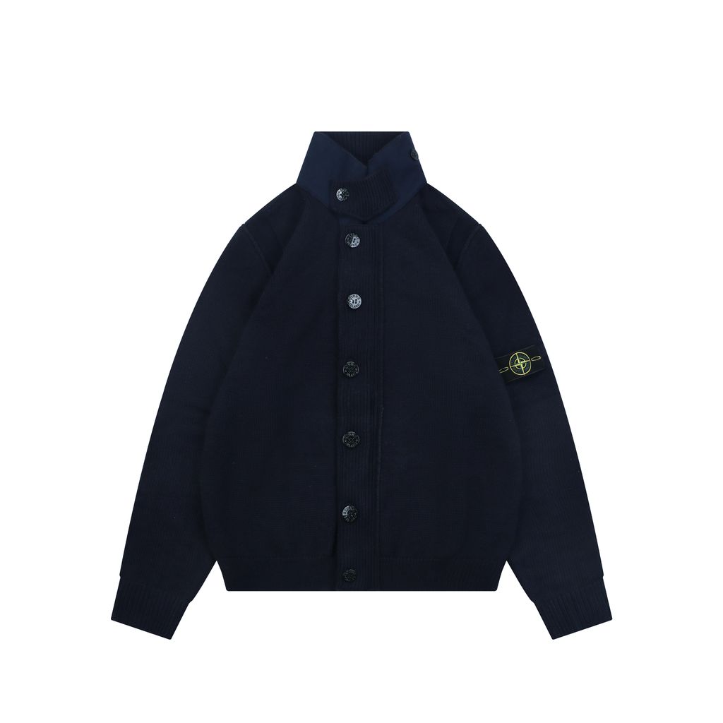 Stone Island Navy Compass Sleeve Badge Wool Jacket