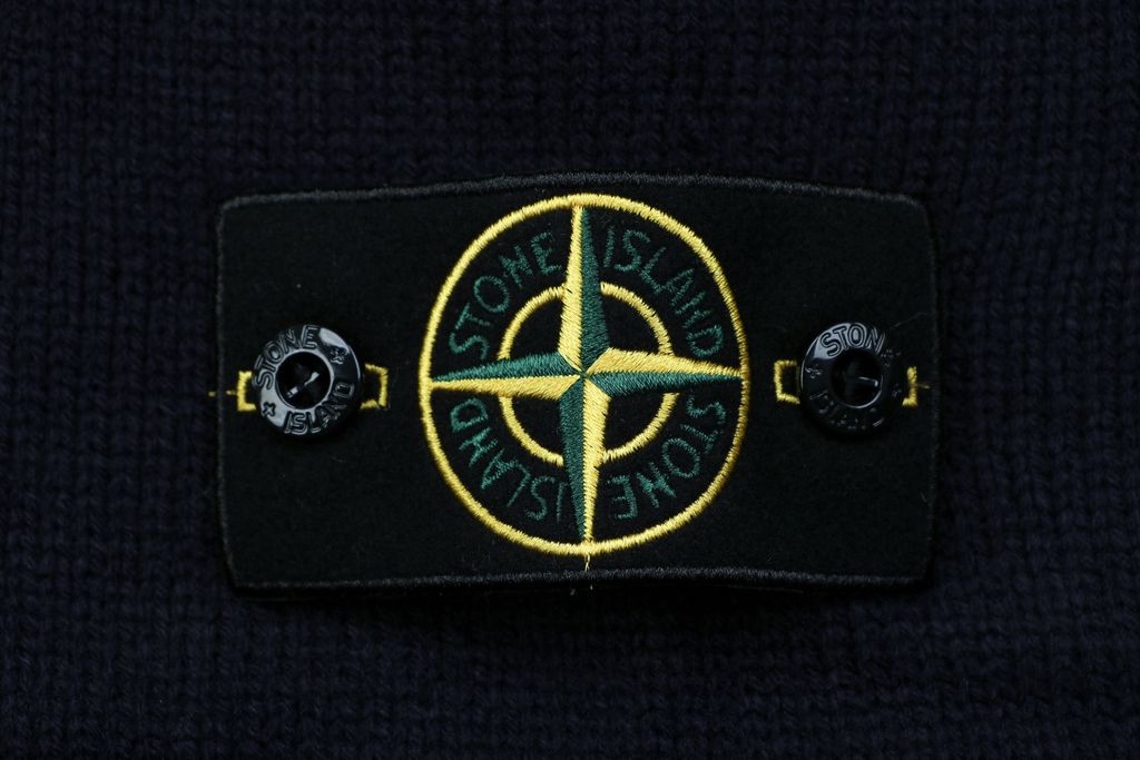 Stone Island Navy Striped Wool Outerwear Jacket