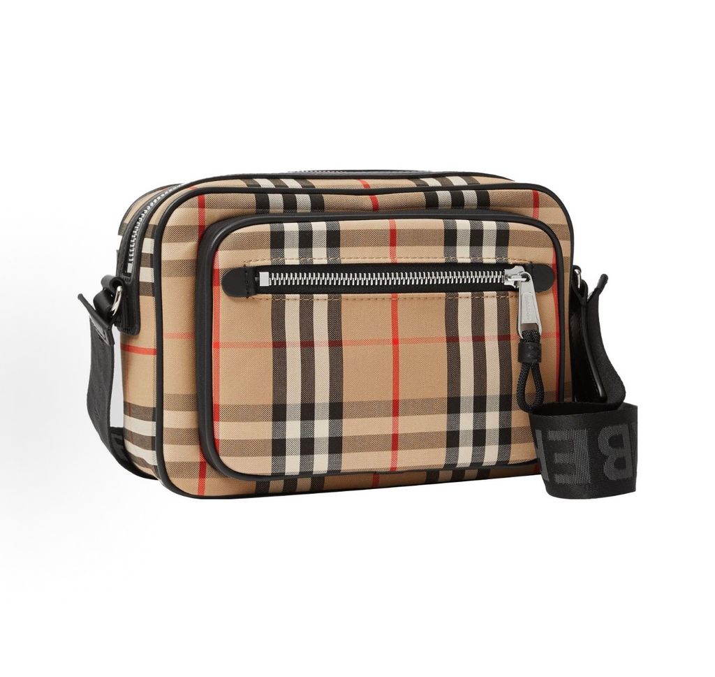 Burberry Vintage Check and Leather Crossbody Bag 80101521 Archive Beige Black