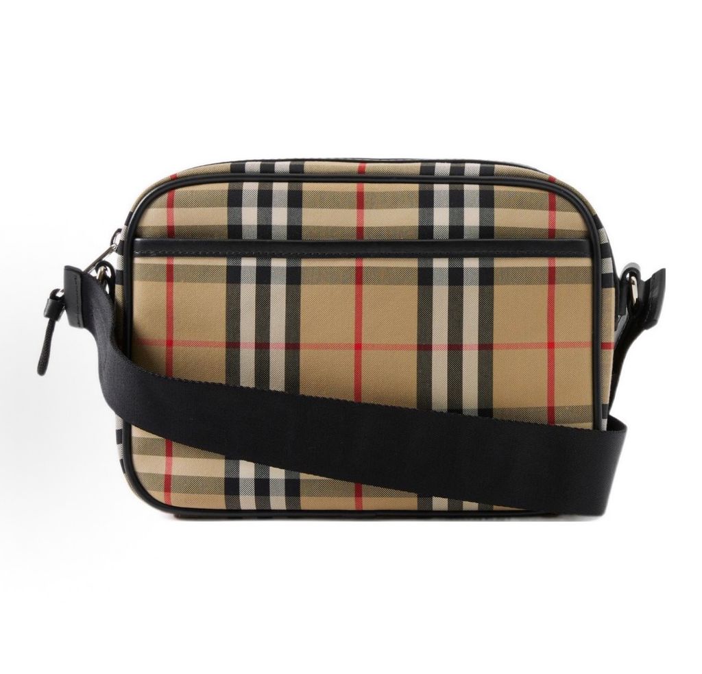 Burberry Vintage Check and Leather Crossbody Bag 80101521 Archive Beige Black