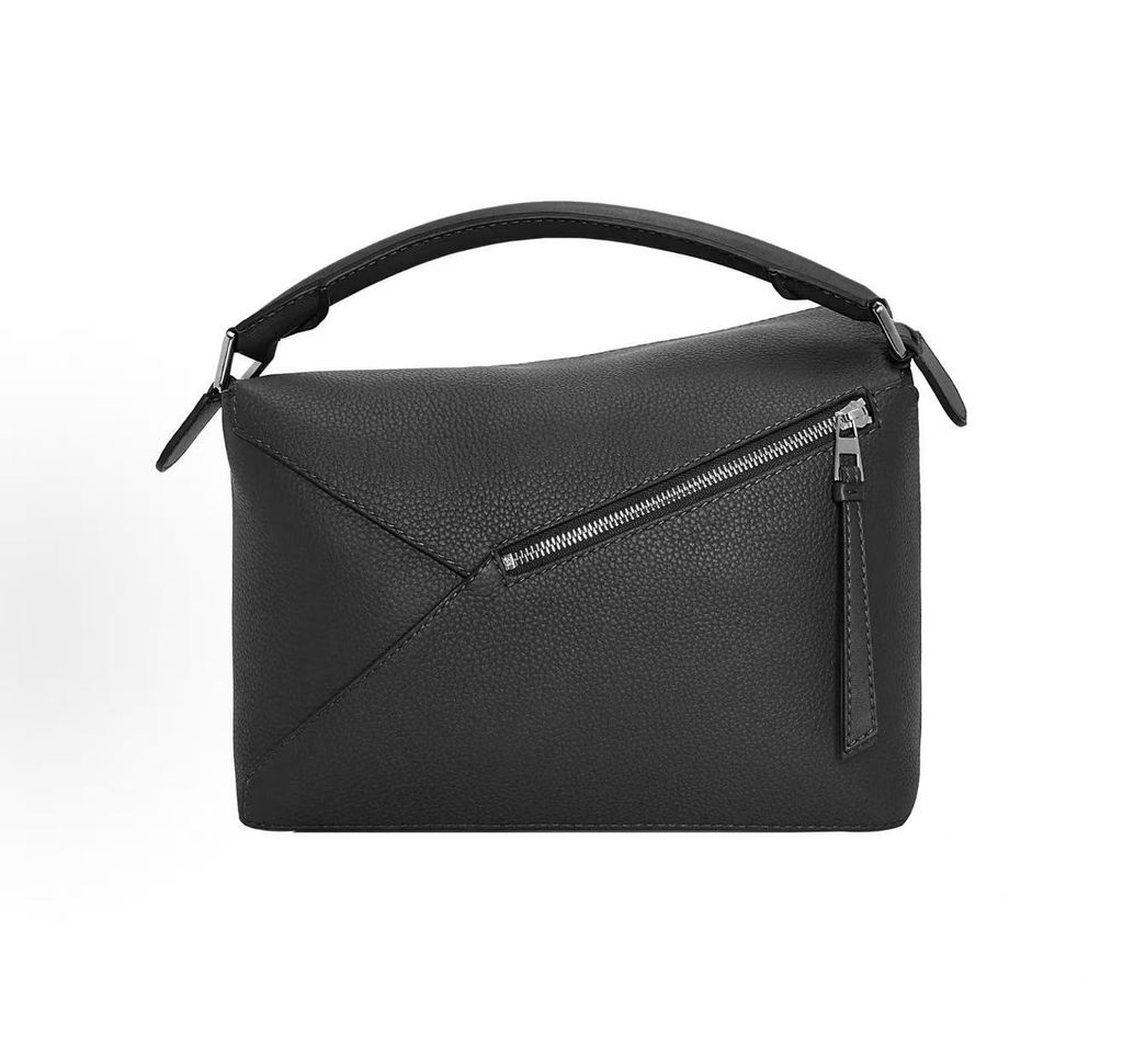 LOEWE Puzzle Bag B510P49X04-1100 Black Grained Calfskin