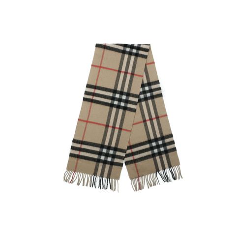 Burberry Large Check fringed scarf 90% wool 10% cashmere caramel plaid unisex winter scarf 162x32cm