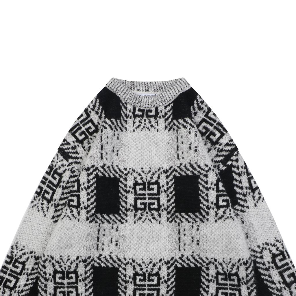 Givenchy 4G geometric crew neck sweater blended knit relaxed fit jacquard pullover unisex luxury knitwear S-XL