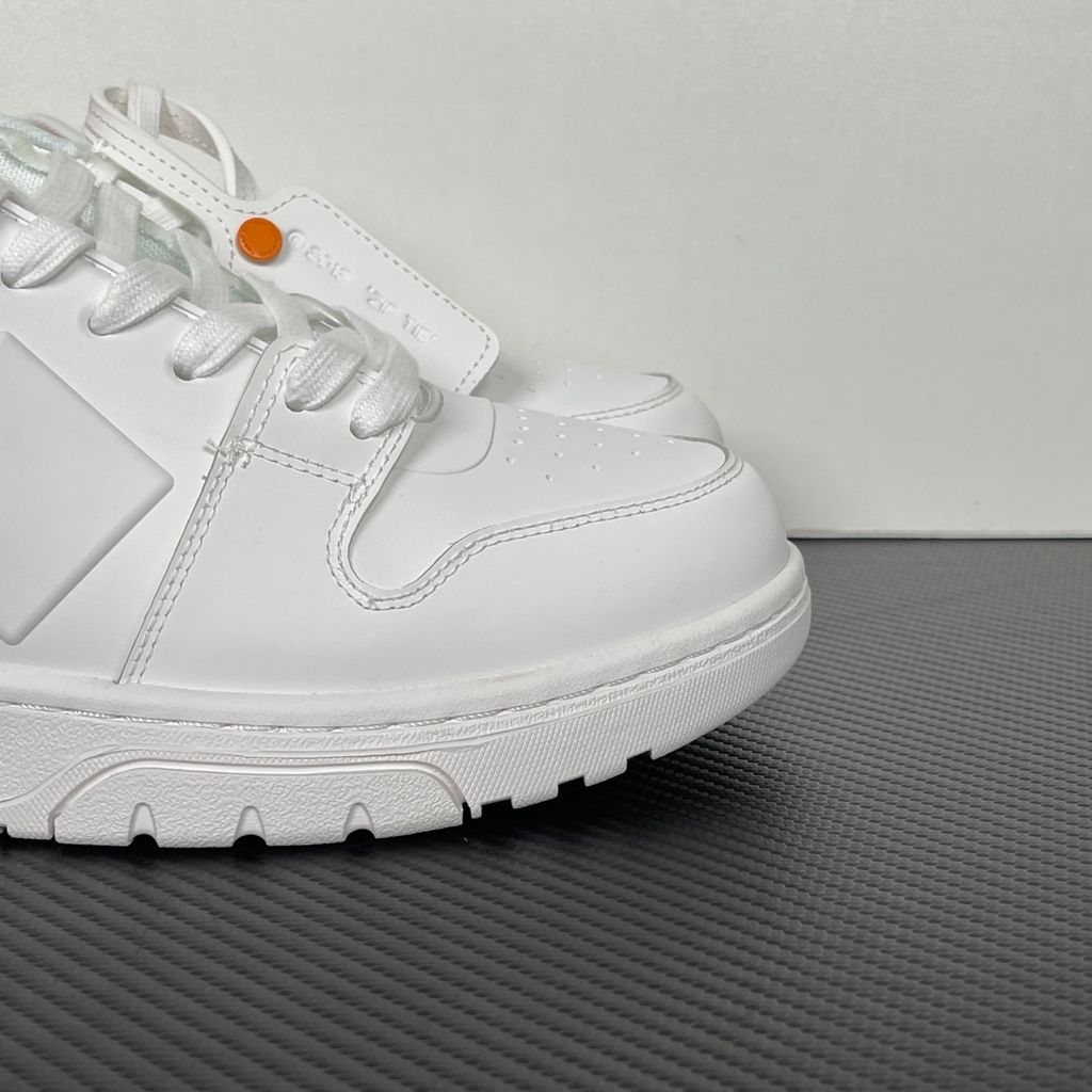Shop Off-White Out Of Office Molded OMIA189S26MAT0010120 in White and Orange with molded TPU upper, signature Arrow motif and rubber outsole.