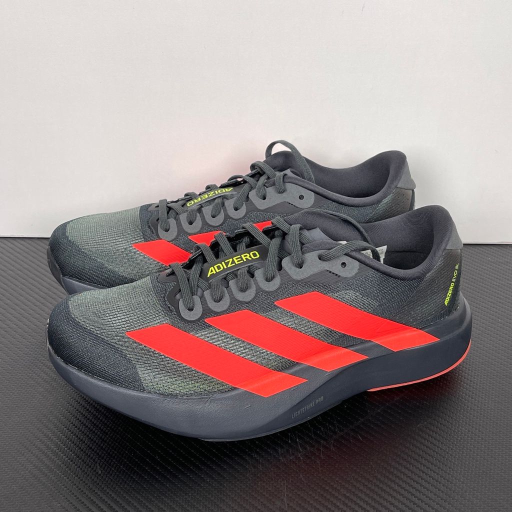 adidas Adizero EVO SL JR3414 Carbon Lucid Red Solar Slime Running Shoes