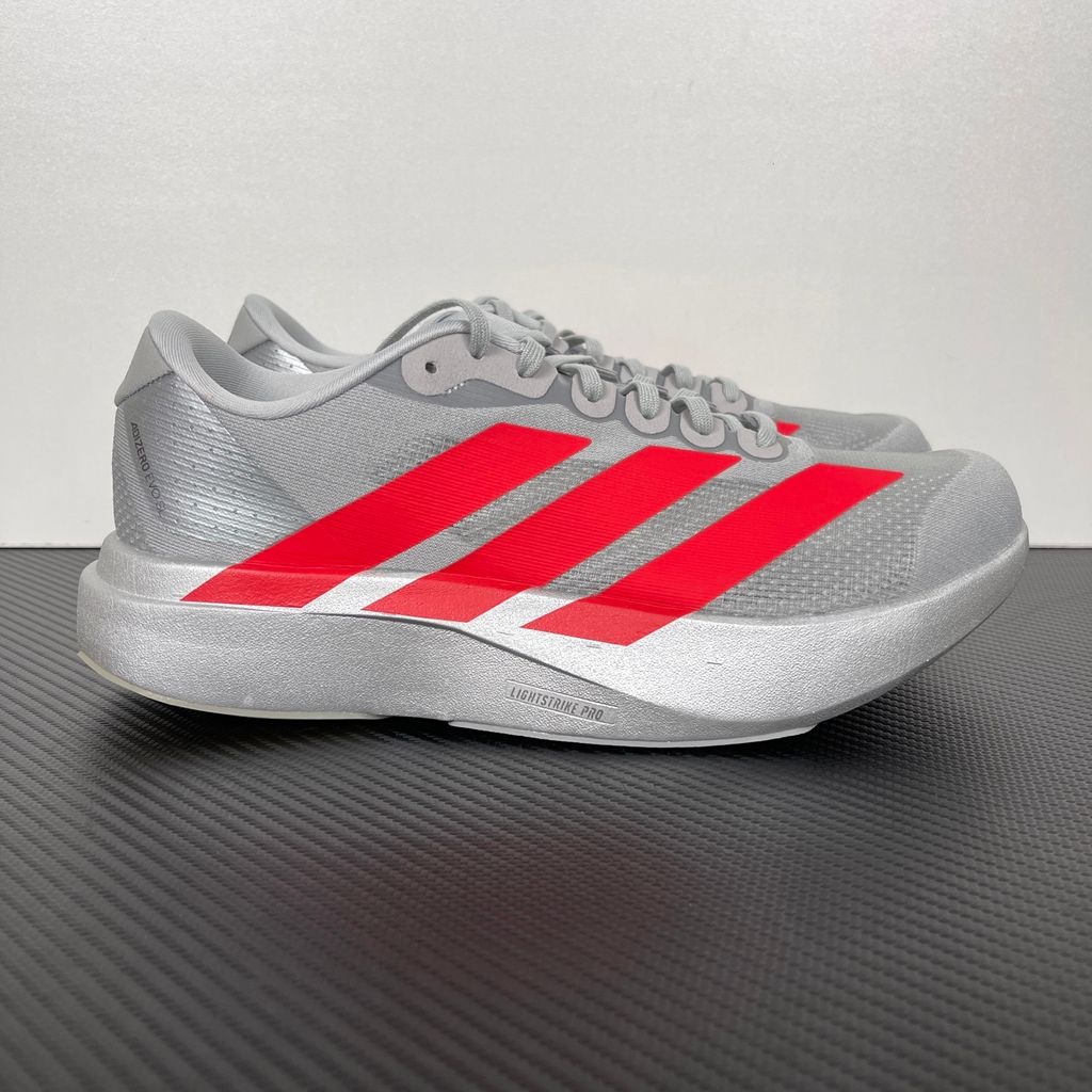adidas Adizero EVO SL KI3381 Silver Metallic Lucid Red Iron Metallic Running Shoes