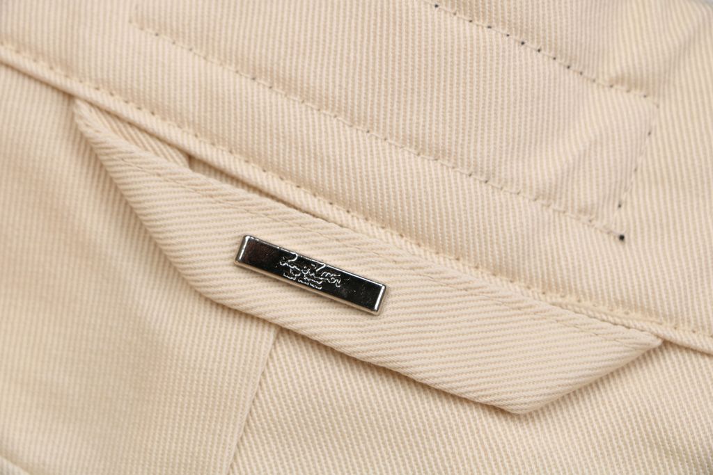 Louis Vuitton Monogram flocked patchwork trousers woven twill pants polyester flocking contrast cotton lining engraved stud designer pants sizes 46-52