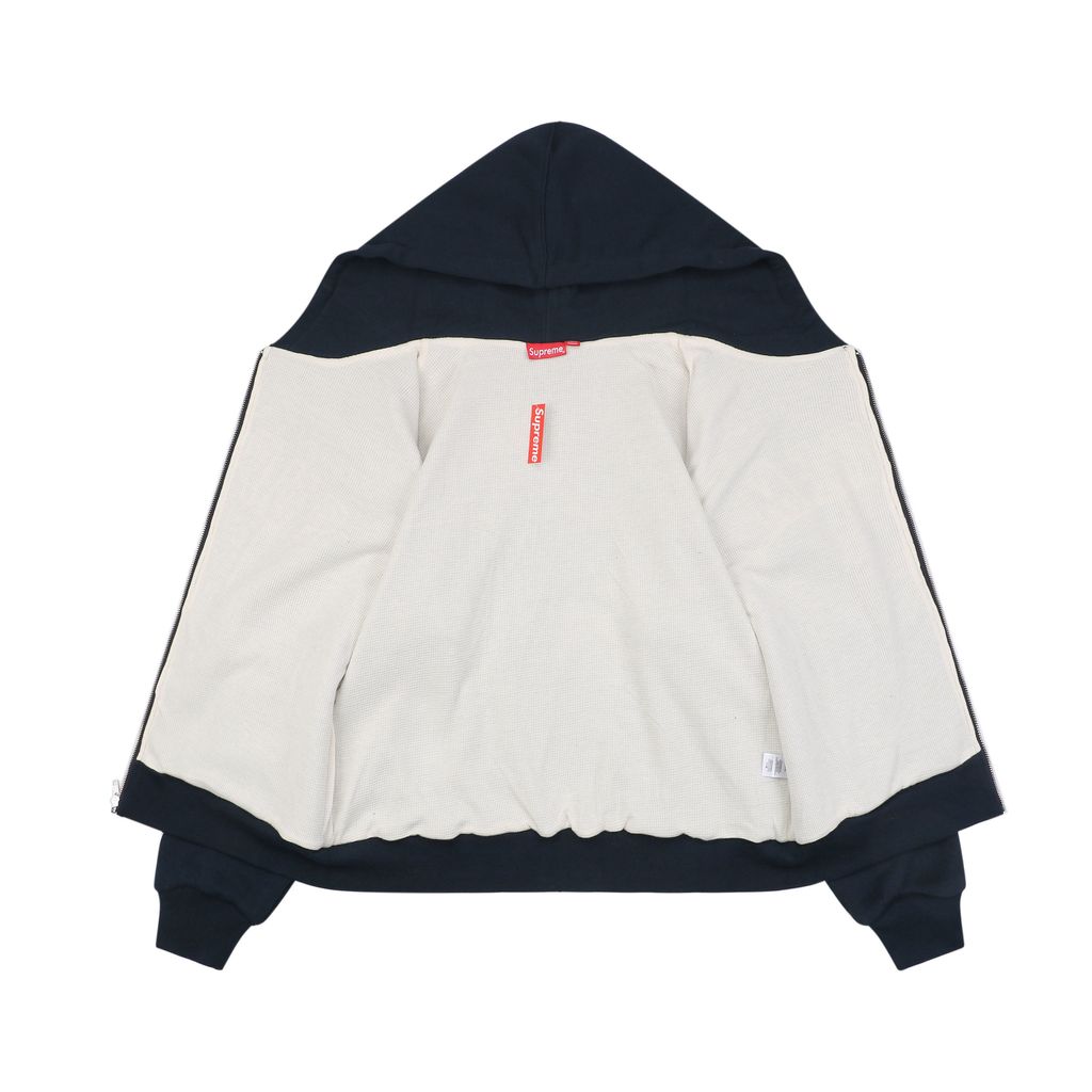 Supreme 24FW applique embroidered letter hooded jacket navy yellow heavyweight waffle knit thermal unisex streetwear S-XL