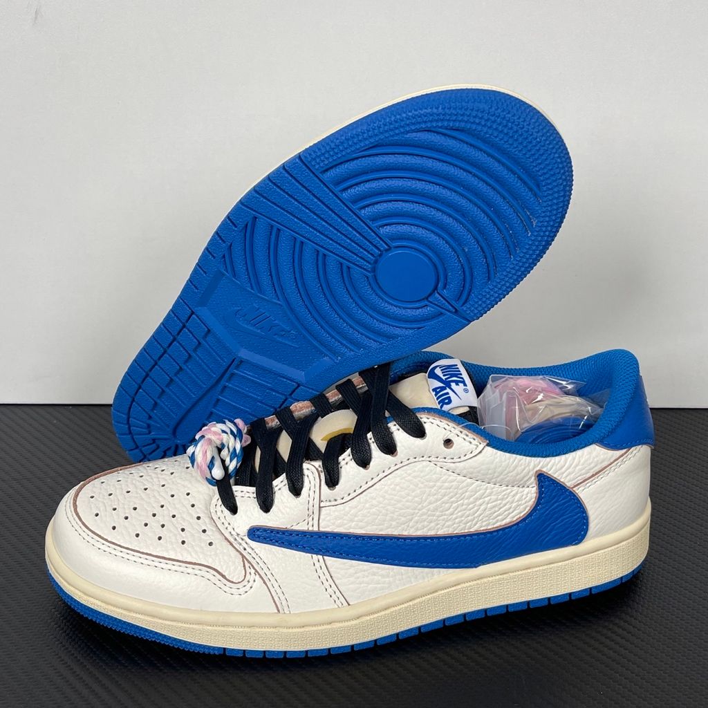 Fragment Design x Travis Scott Air Jordan 1 Low OG SP DM7866-104 Sail Military Blue