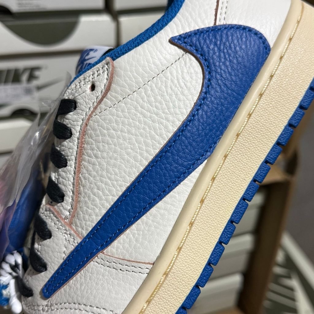 Fragment Design x Travis Scott Air Jordan 1 Low OG SP DM7866-104 Sail Military Blue