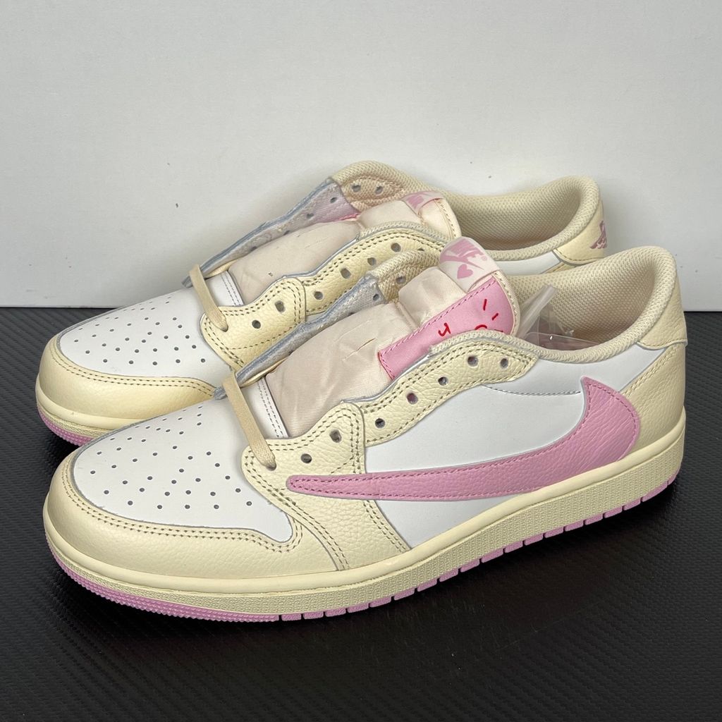 Travis Scott x Air Jordan 1 Low OG SP IQ7604-100 Muslin Shy Pink Sneakers