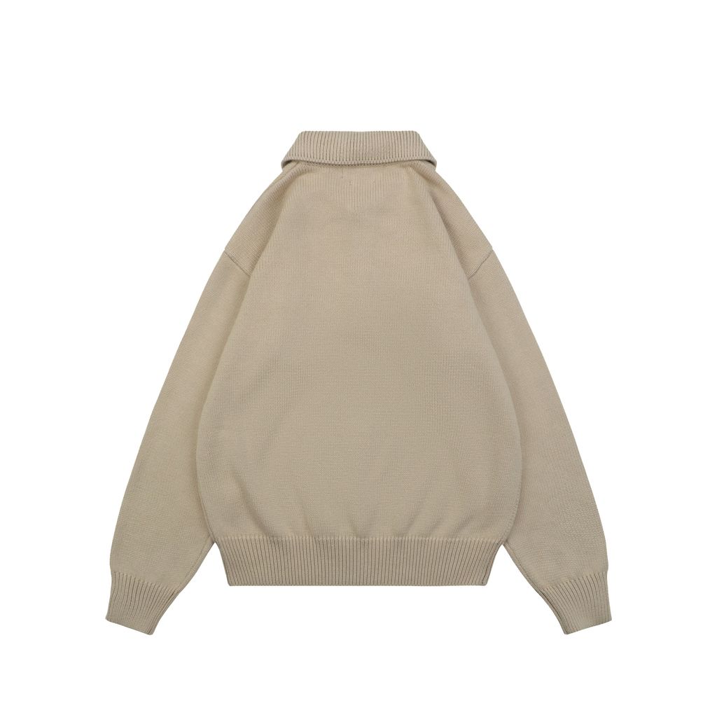 Ralph Lauren Pony logo four button Polo sweater khaki heavyweight cotton knit embroidered pony classic collar knitwear S-XL