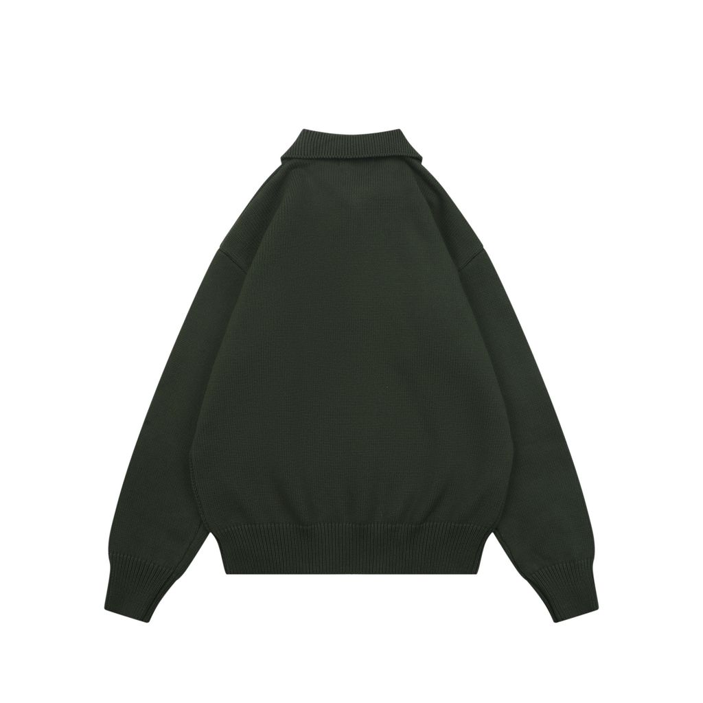 Ralph Lauren Pony logo four button Polo sweater green heavyweight cotton knit embroidered pony classic collar knitwear S-XL