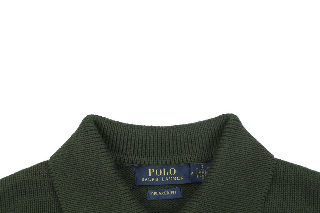 Ralph Lauren Pony logo four button Polo sweater green heavyweight cotton knit embroidered pony classic collar knitwear S-XL