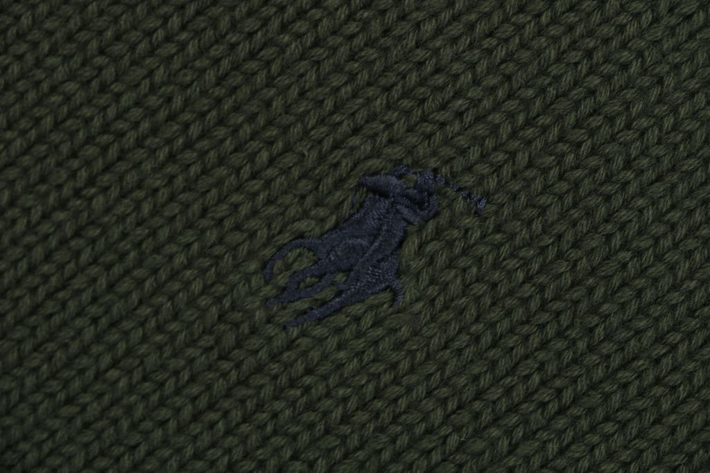 Ralph Lauren Pony logo four button Polo sweater green heavyweight cotton knit embroidered pony classic collar knitwear S-XL