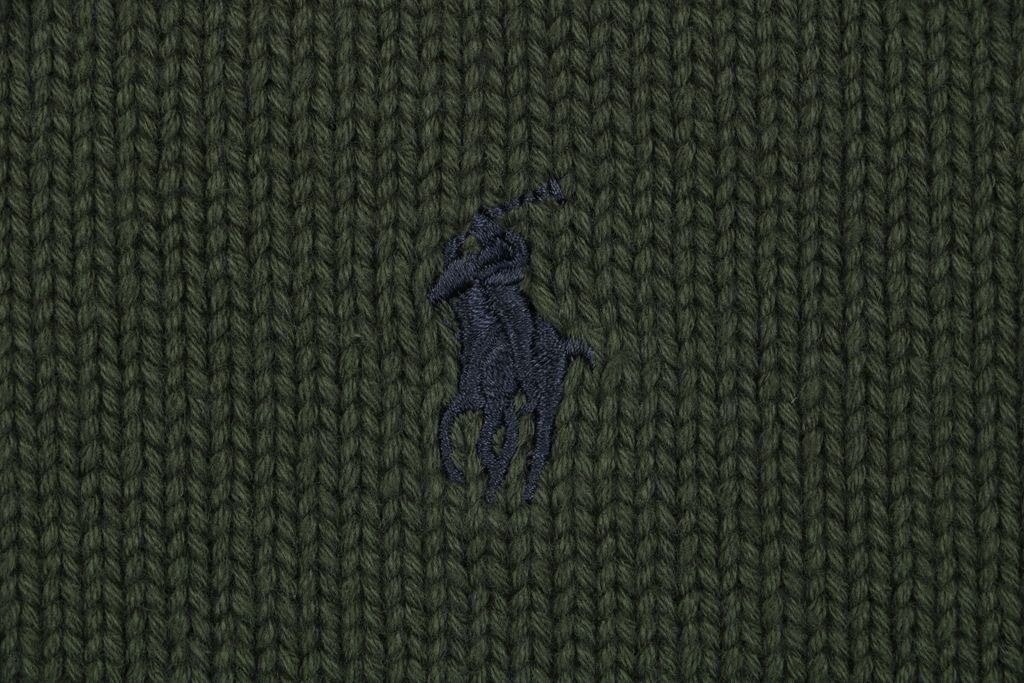 Ralph Lauren Pony logo four button Polo sweater green heavyweight cotton knit embroidered pony classic collar knitwear S-XL