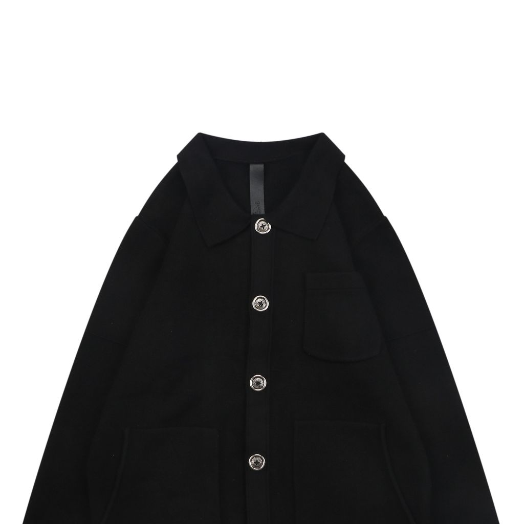Chrome Hearts cross Sanskrit embroidered cardigan jacket high merino wool blend genuine sheepskin leather trim aged buttons luxury knitwear S-XL
