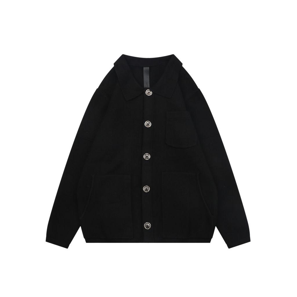 Chrome Hearts cross Sanskrit embroidered cardigan jacket high merino wool blend genuine sheepskin leather trim aged buttons luxury knitwear S-XL