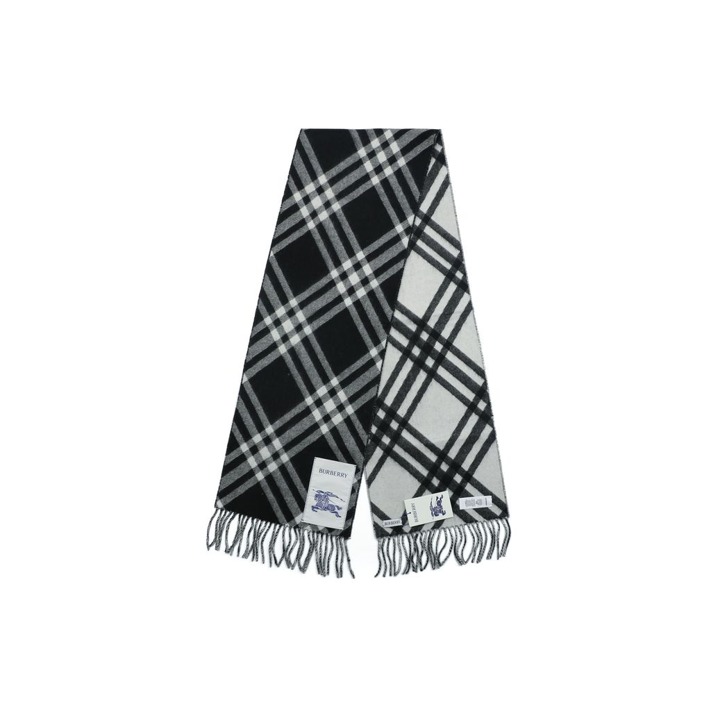 Burberry black check fringed scarf 100% Australian wool reversible classic plaid hand threaded edging unisex winter scarf 182x30cm