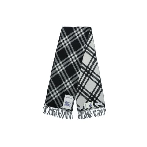 Burberry black check fringed scarf 100% Australian wool reversible classic plaid hand threaded edging unisex winter scarf 182x30cm