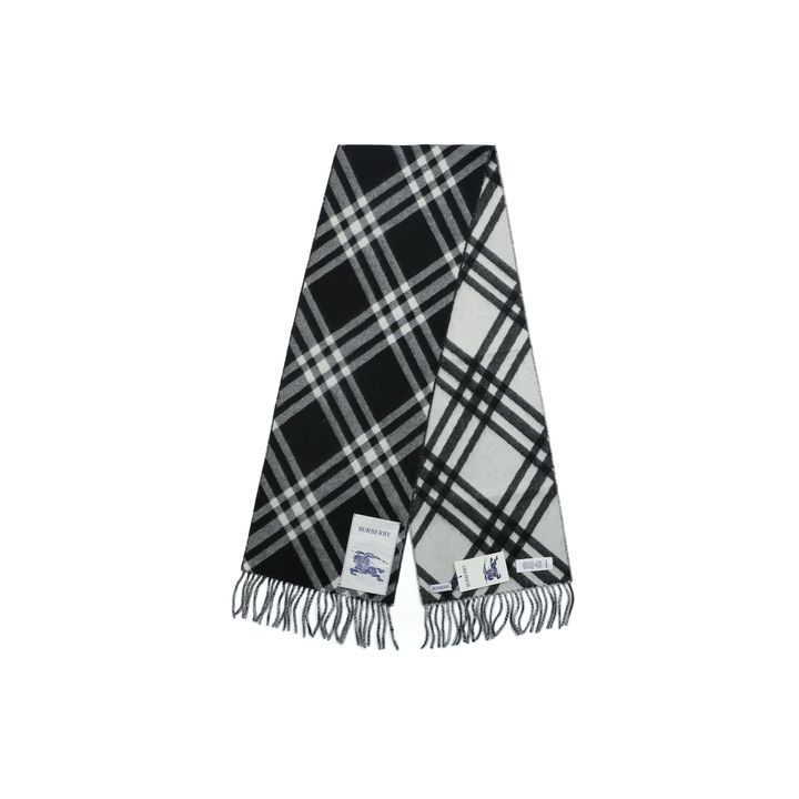 Burberry black check fringed scarf 100% Australian wool reversible classic plaid hand threaded edging unisex winter scarf 182x30cm
