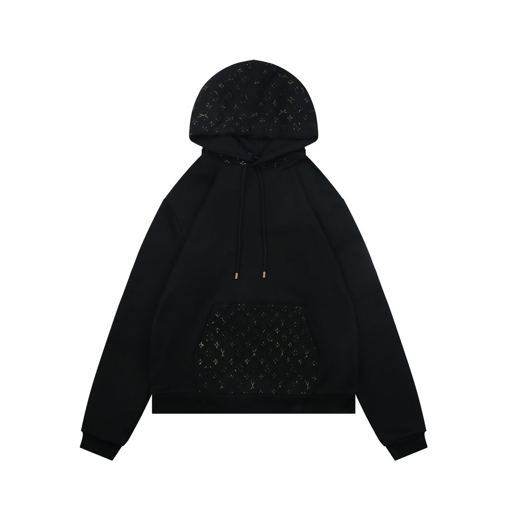 Louis Vuitton metallic splatter Monogram embossed zip hoodie 380g loopback cotton 3D embossed hood pocket hand painted gold metallic detail S-XL
