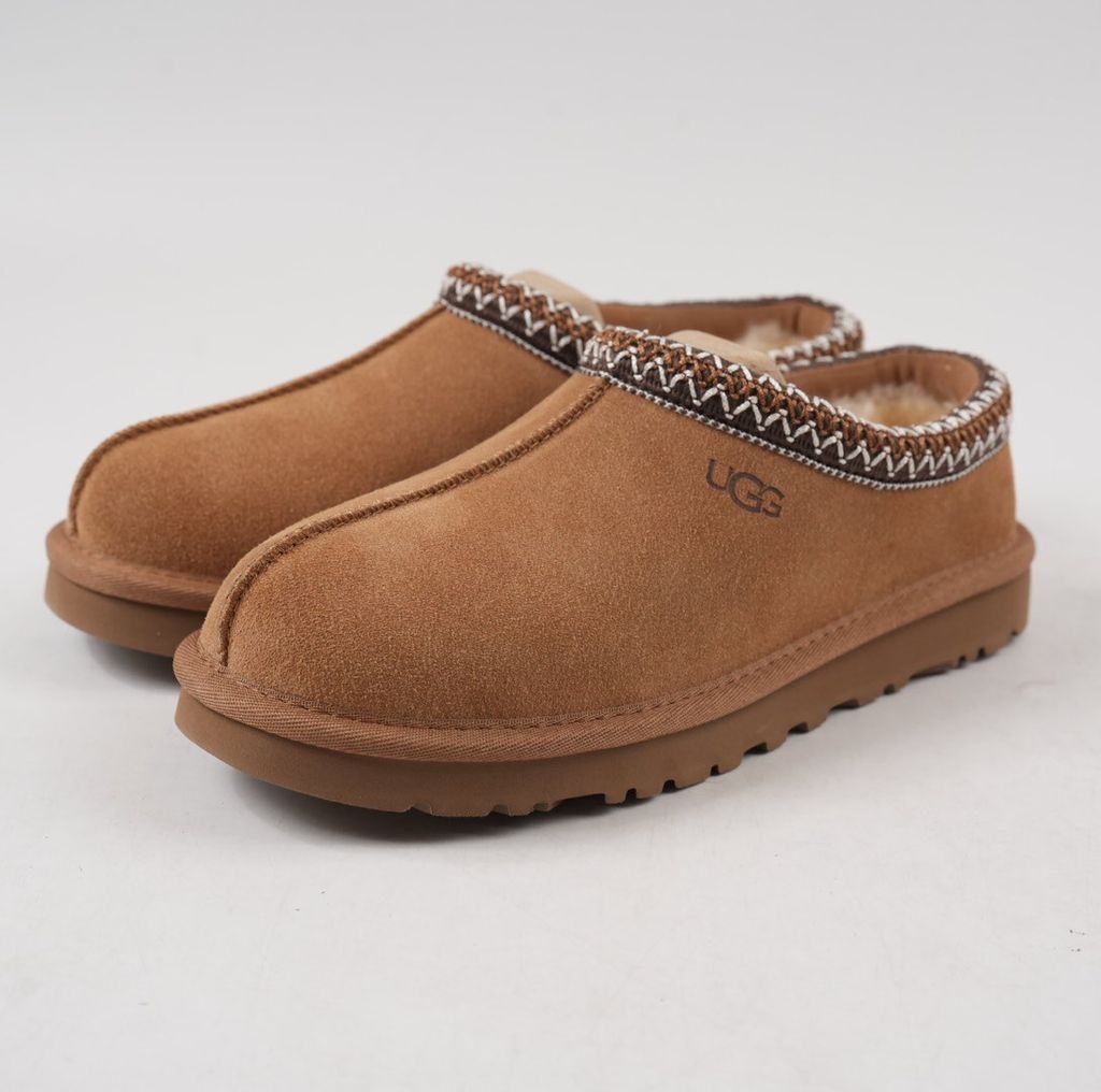 Shop UGG Women's Tasman II 1174470-CHE in Chestnut with suede upper, signature UGGbraid, 17mm sheepskin lining and Sugarcane EVA outsole.