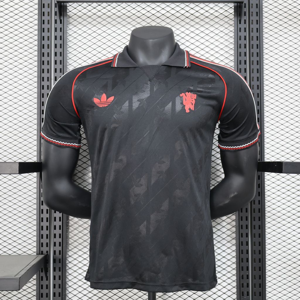 Manchester United retro black jersey classic football shirt vintage inspired soccer top sizes S-3XL