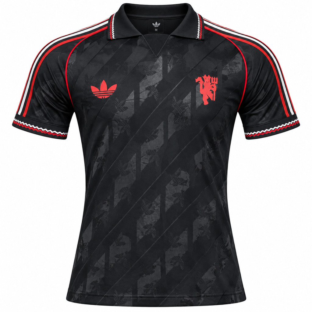 Manchester United retro black jersey classic football shirt vintage inspired soccer top sizes S-3XL