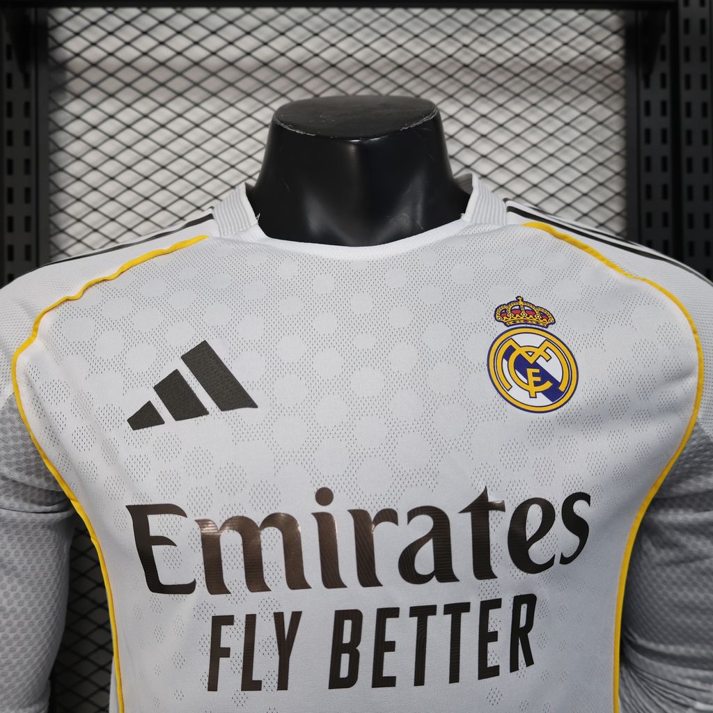 Real Madrid 2025 26 home long sleeve player version jersey football shirt soccer top sizes S-3XL