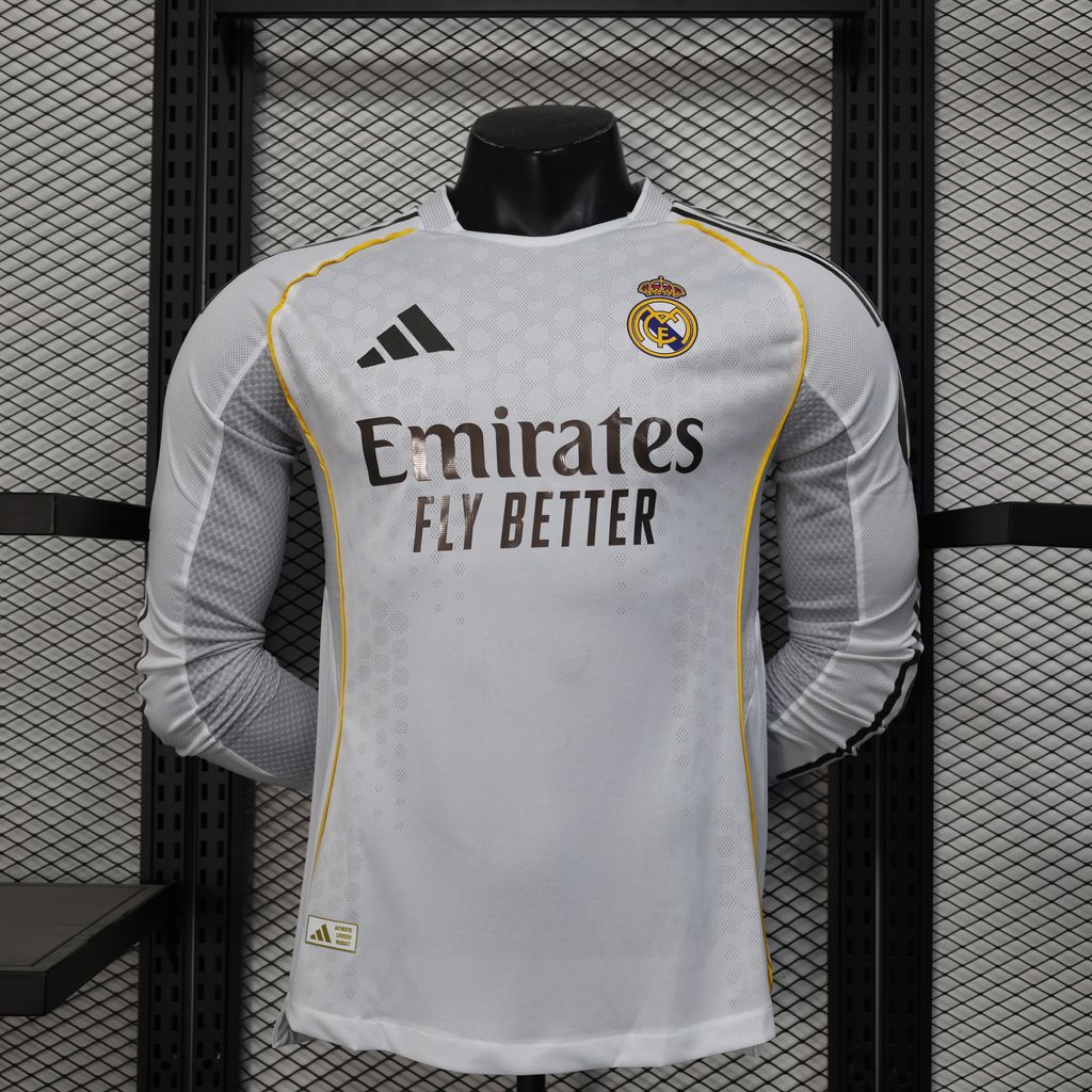 Real Madrid 2025 26 home long sleeve player version jersey football shirt soccer top sizes S-3XL