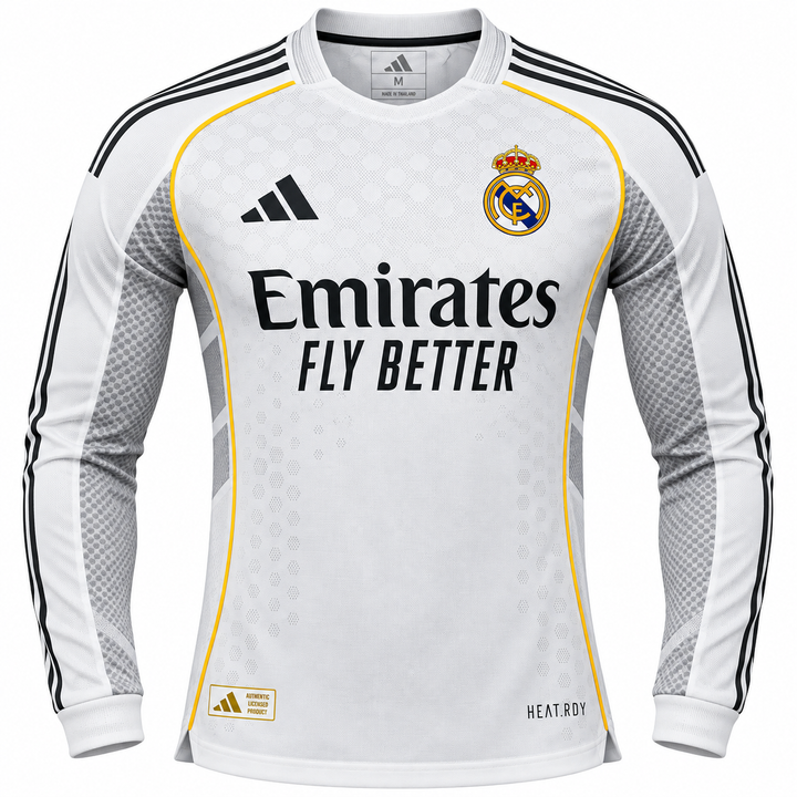 Real Madrid 2025 26 home long sleeve player version jersey football shirt soccer top sizes S-3XL