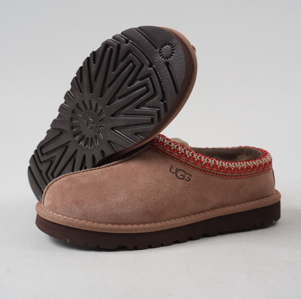 UGG Men's Tasman Outpost 1179050-RYK Rocky Oak Brown Waterproof Suede Slip-On Clog Slipper with 17mm Wool Blend Lining, Sugarcane EVA Midsole and White Spider Rubber Outsole